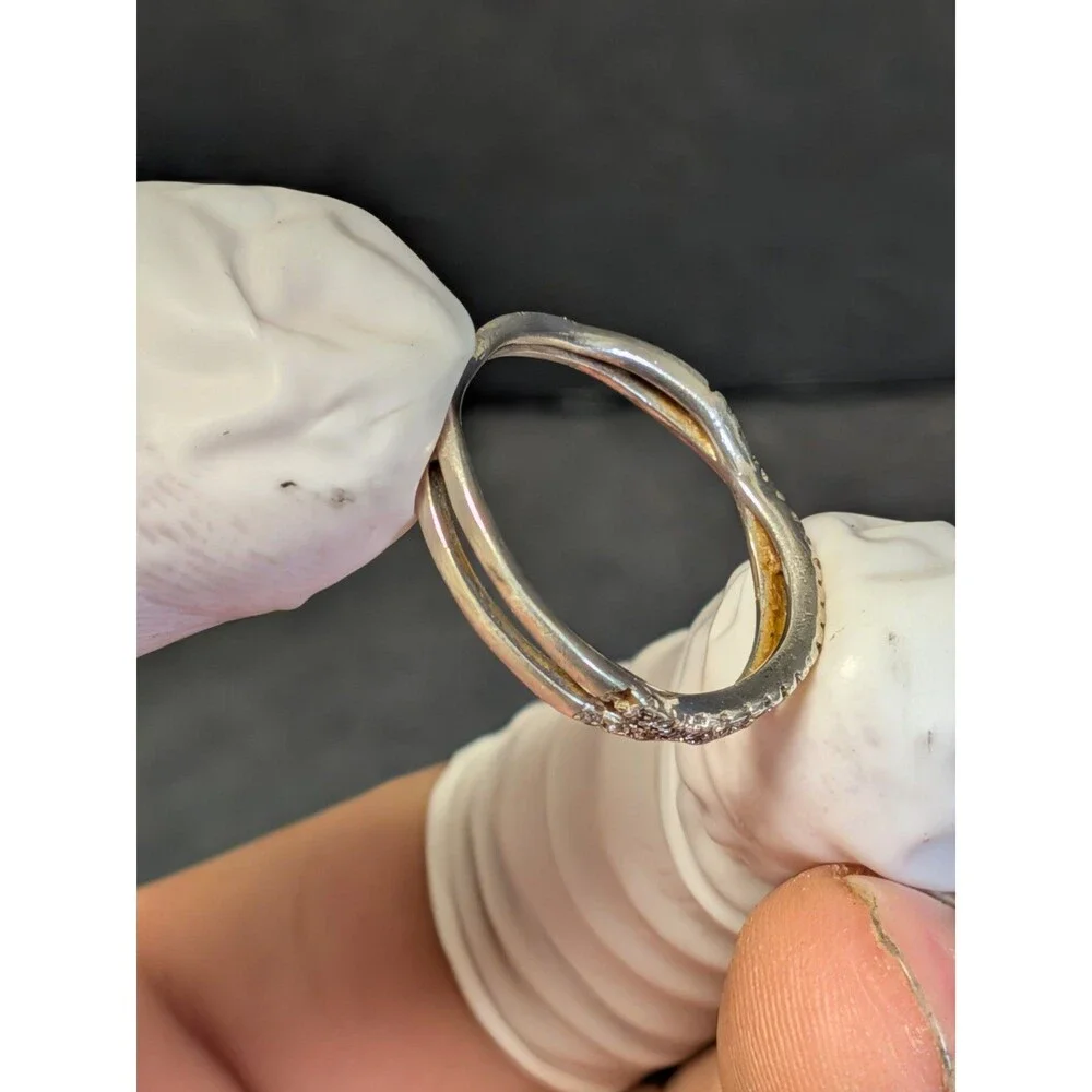 Solid Sterling IBB CZ Crossover Ring Sz. 9